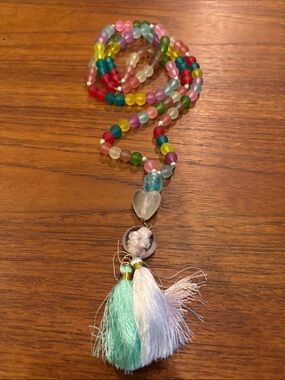 Multicolor Beaded Tassel Mala Necklace